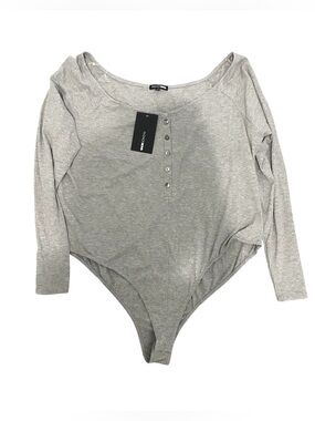 Fashion Nova Grey Ribbed Bodysuit 3X